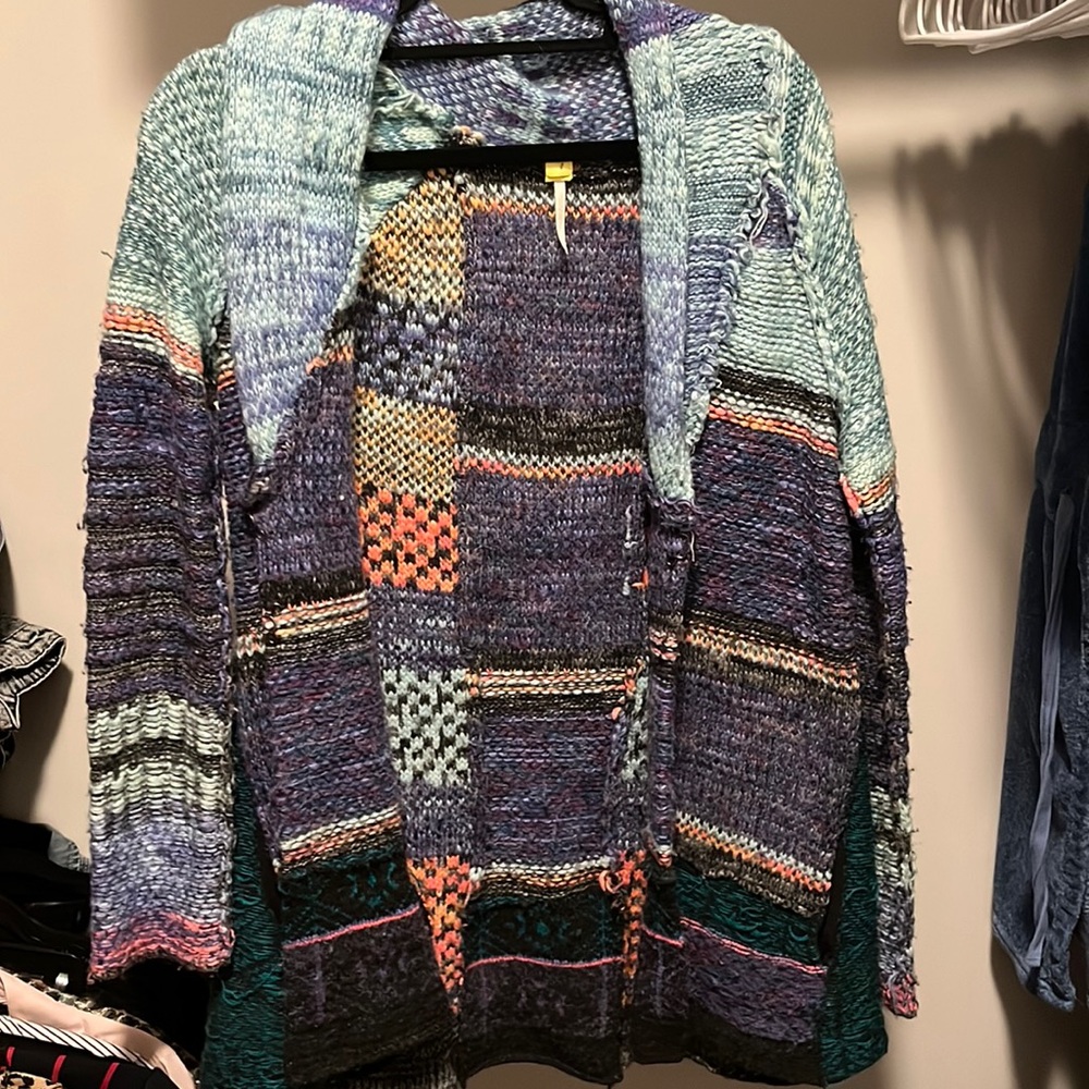 Multi-Color Free People Open Cardigan.
